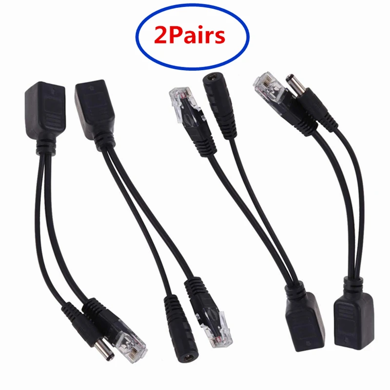 

2Pairs/Lot Passive Power Over Ethernet Adapter POE Cable Splitter RJ45 Injector Power Supply Module 12-48v For IP Camera