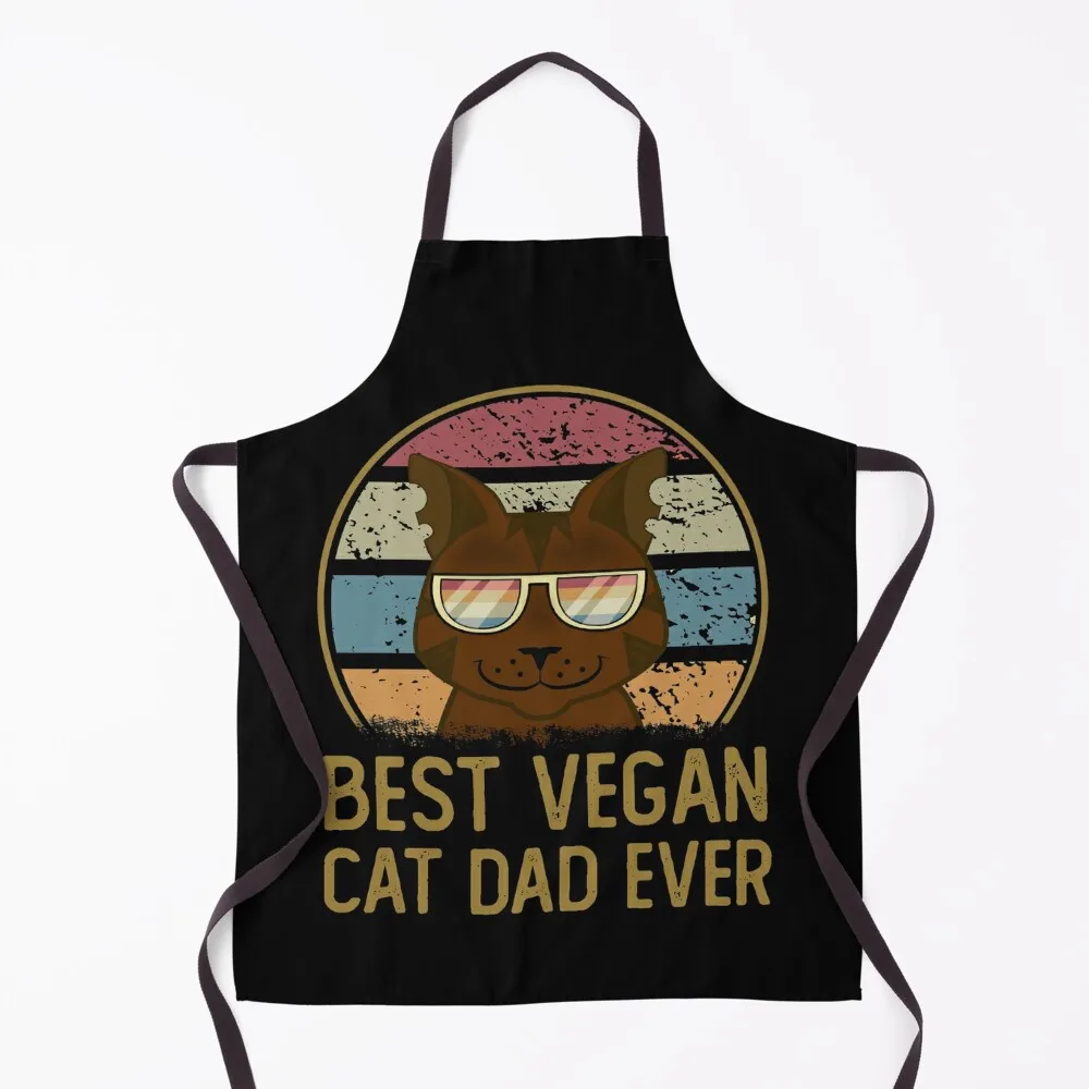 

BEST VEGAN CAT DAD EVER Apron For Cosmetologist kindergarten teacher Chef Uniform Women Apron