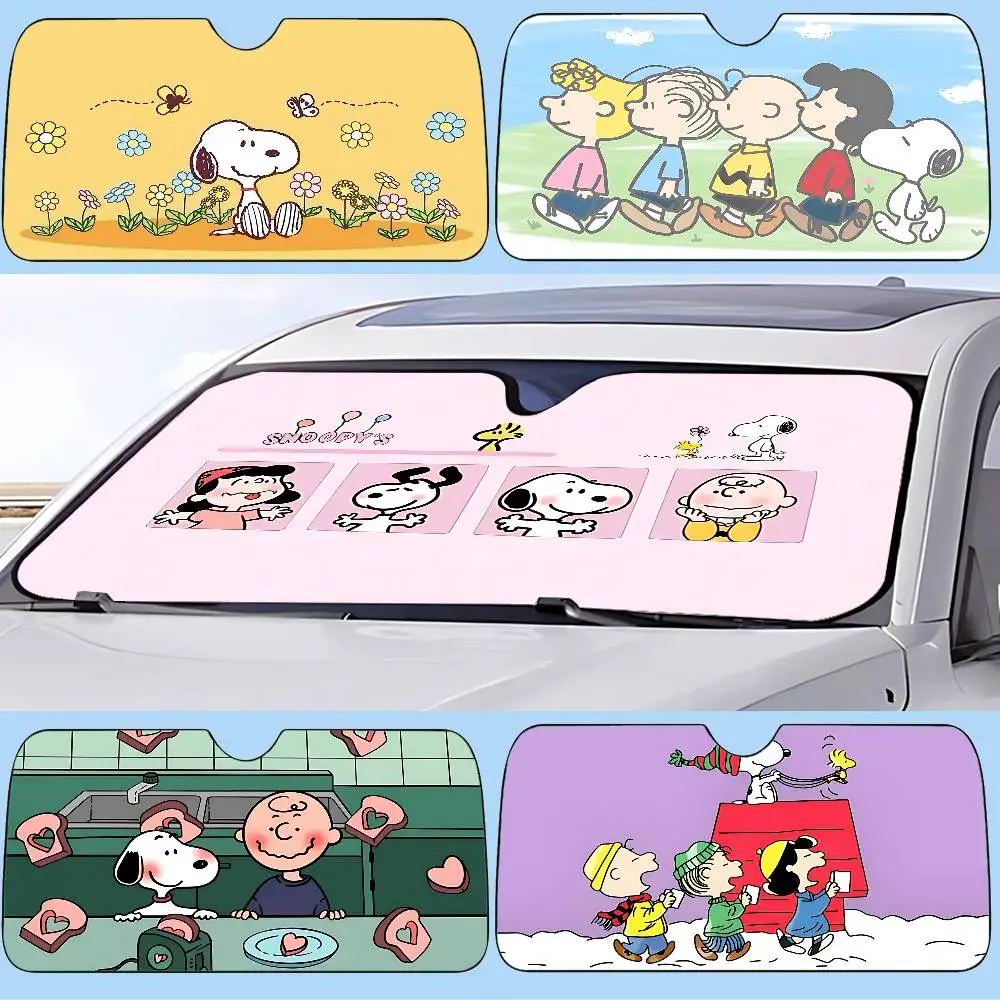 Linda Cubierta para Parabrisas con Diseño de Snoopy de Anime, Protección UV, Accesorios para Autos