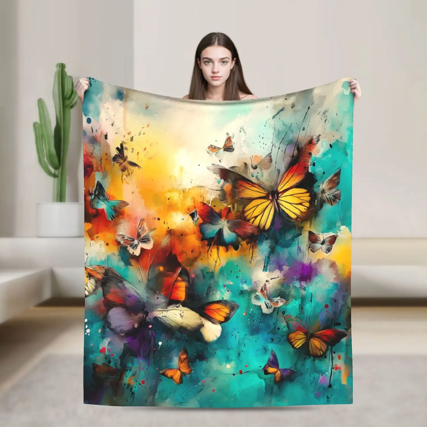 

Одеяло с акварельной бабочкой — мягкий уютный фланелевой домашний диван