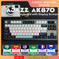 AJAZZ AK870 Mechanical Keyboard Tri-mode Hot-swappable Customizable Screen Knob Wireless Bluetooth Gaming Gasket Understructure