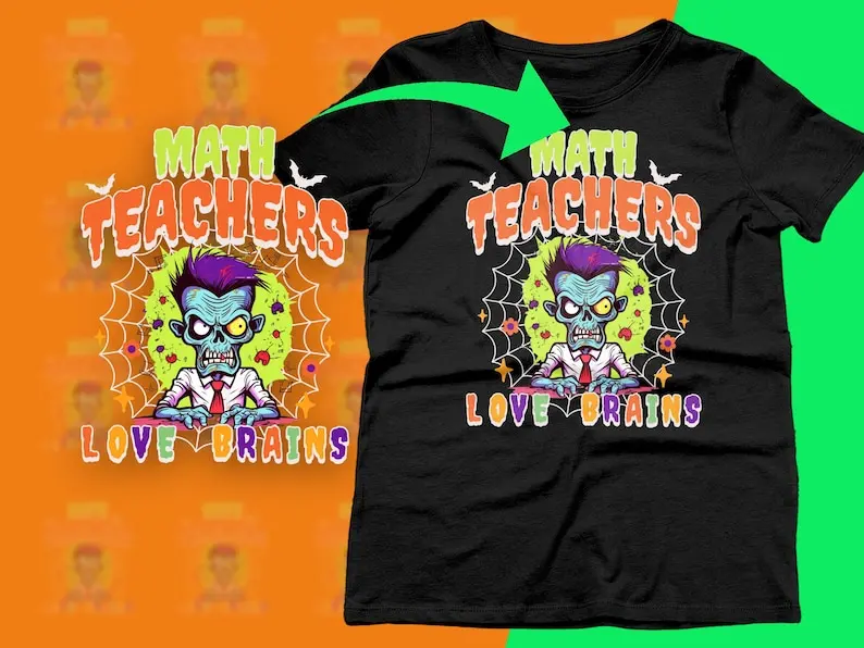 Halloween-themed Math Teachers T Shirt Funny Attire for School Events Great Teacher's Gift Graphic T Shirts Unisex Holiday Gift