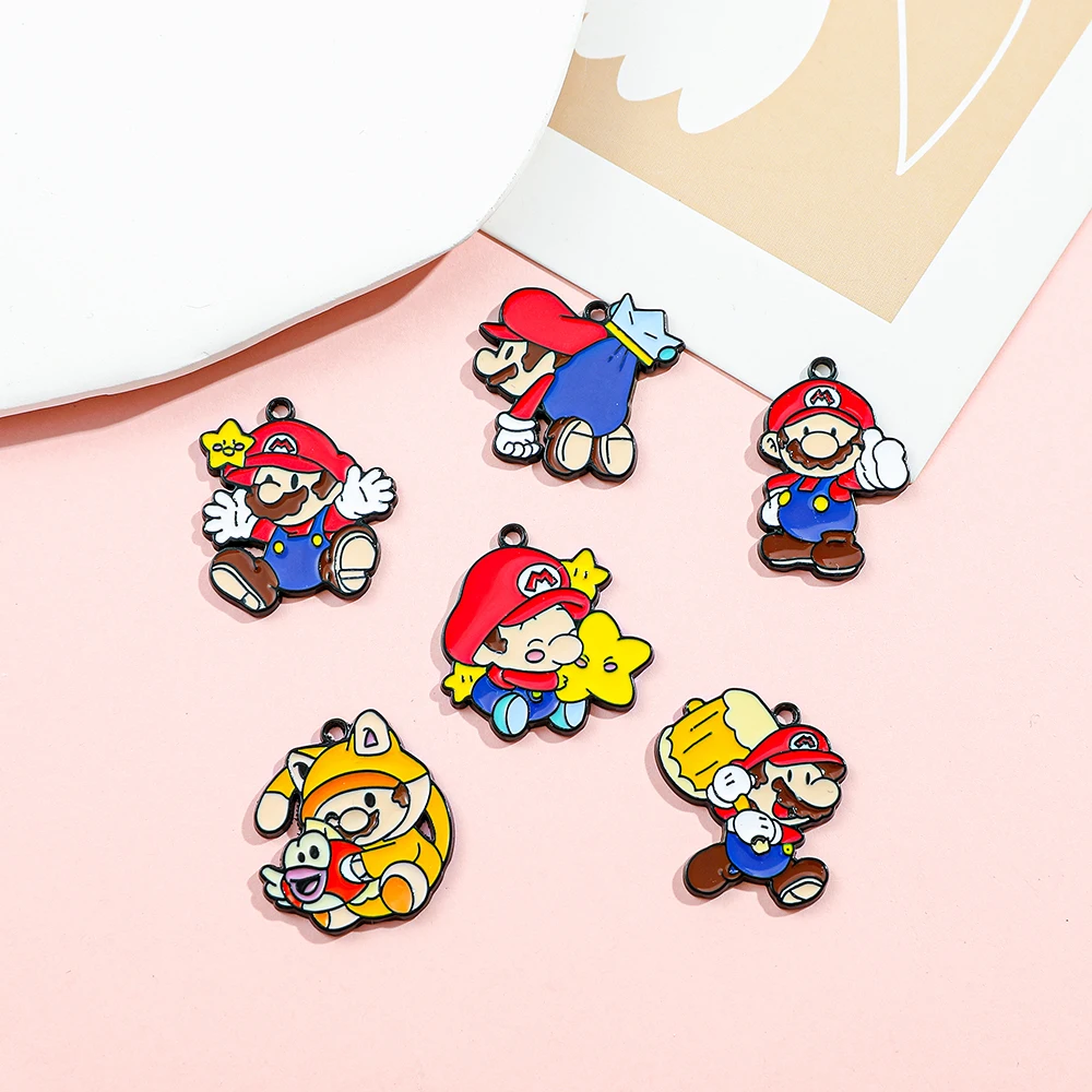 10Pcs/lot Kawaii Cartoon Game Enamel Charms Pendant for DIY Women Earrings Jewelry Make Bracelet Keychain Accessory