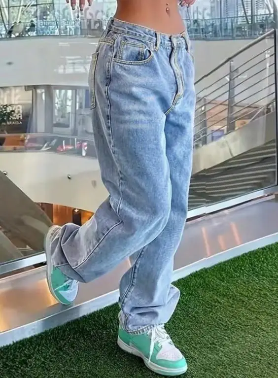 

Women's Jeans 2026 Spring Autumn New Fashion Pocket Design Solid Color High Waist Streetwear Casual Versatile Denim Pants