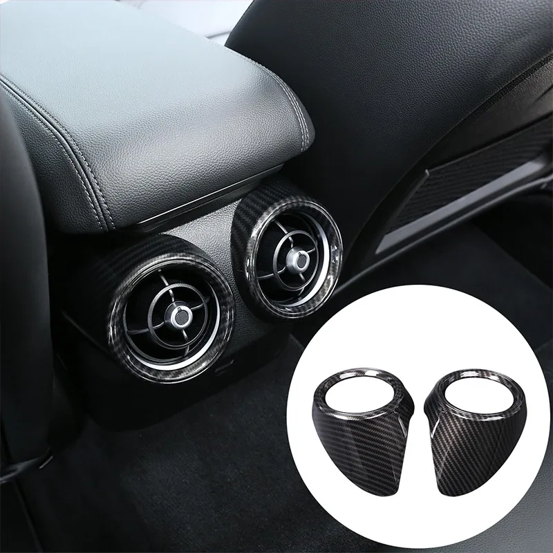 

2pcs ABS Carbon Fiber For 2017-2020 Alfa Romeo Giulia Rear Vent Trim Rings Vent Decorative Ring Car Accessories