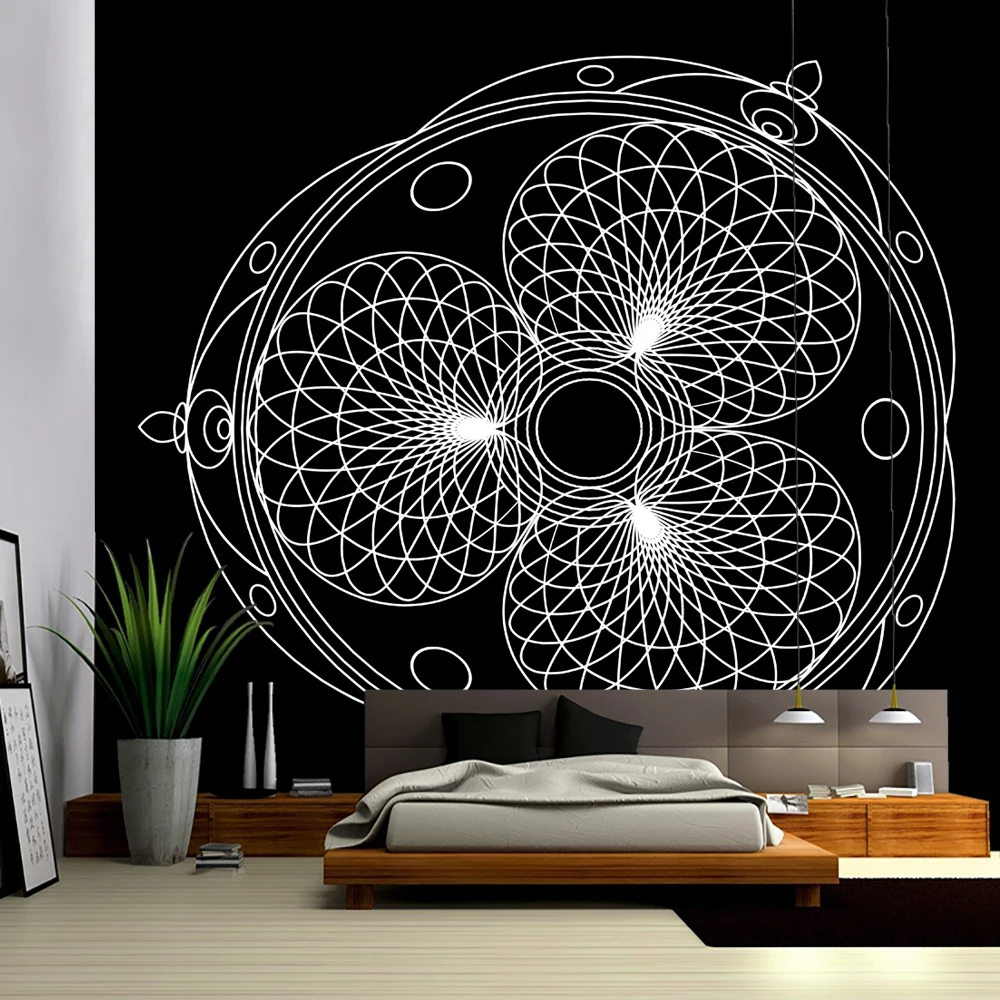 Wall hanging tapestry cube flower of life  covering beach blanket datura  picnic yoga mat home decoration