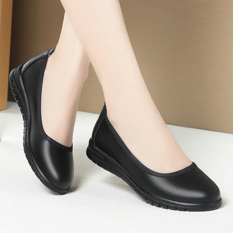 Women Round Head Shallow Mouth Anti-slip Ballet Shoes Spring Office Work Sweet Loafers Pregnant Soft Bottom Flats Shoes