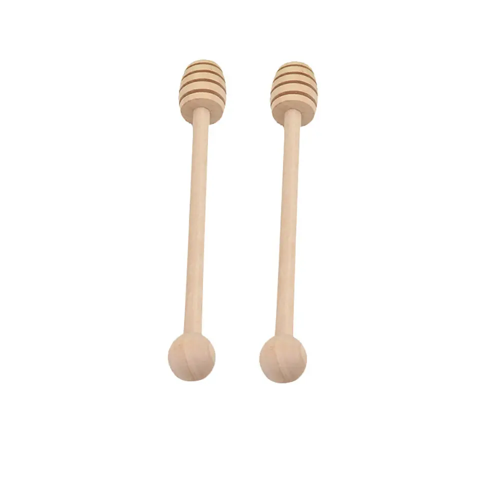 2Pcs Food Grade Wooden Honey Dipper Sticks with Deep Grooved Round End for Drizzling Honey Syrup Chocolate Caramel Molasses