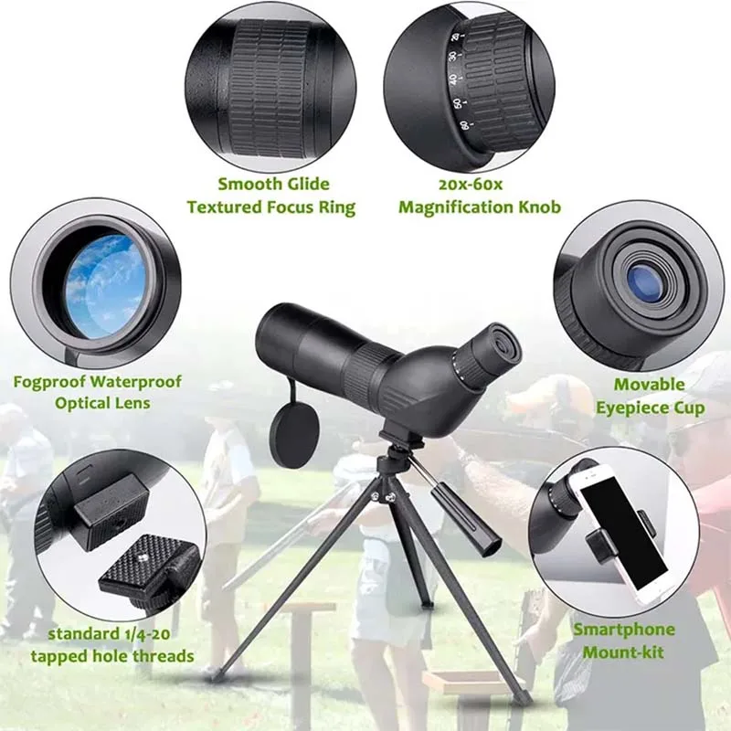 Imagem -02 - Telescópio Zoom Monocular Poderoso Prisma Bak4 Impermeável Anti-fog Camping Observação de Pássaros Paisagem Escopo para Phon 2060x60