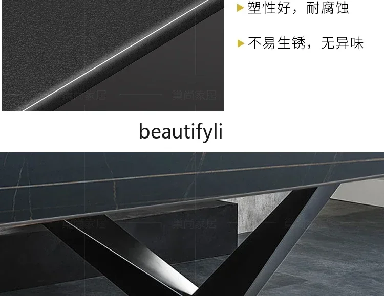 178cqy Italian imported rock slab dining table and chair combination restaurant light luxury rectangular designer dining table