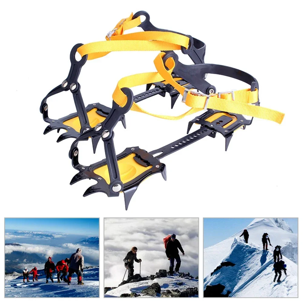 10 Tooth Ice Crampons Anti-Slip Ice Gripper Shoe Covers Spike Cleats Stainless Steel Skid/Jogging Shoe Cover with Carry Bag