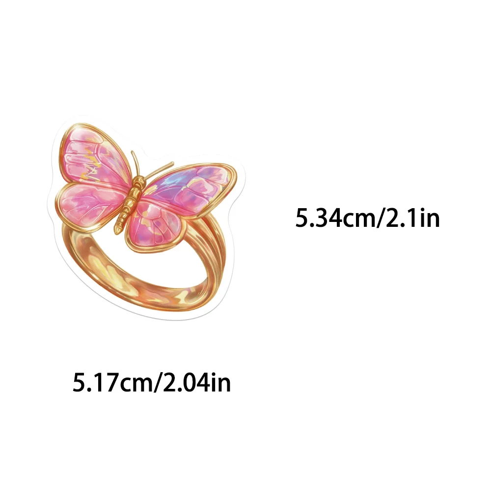 50PCS Pink Laser Fantasy Object Art Stickers Love Flower Fruit Shell Creative Decoration Guitar Scrapbook Phone Shell Water Cup