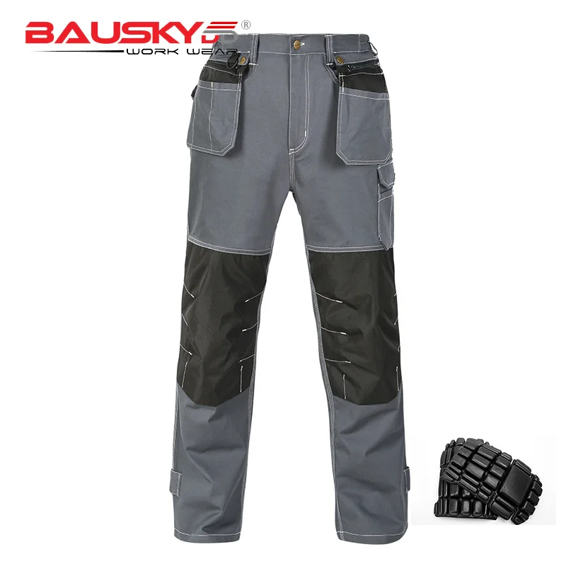 

Mens Safety Work Pants Men Workwear Trousers Cotton Muliti Pockets Work Clothes Wear-resisting With Knee Pads
