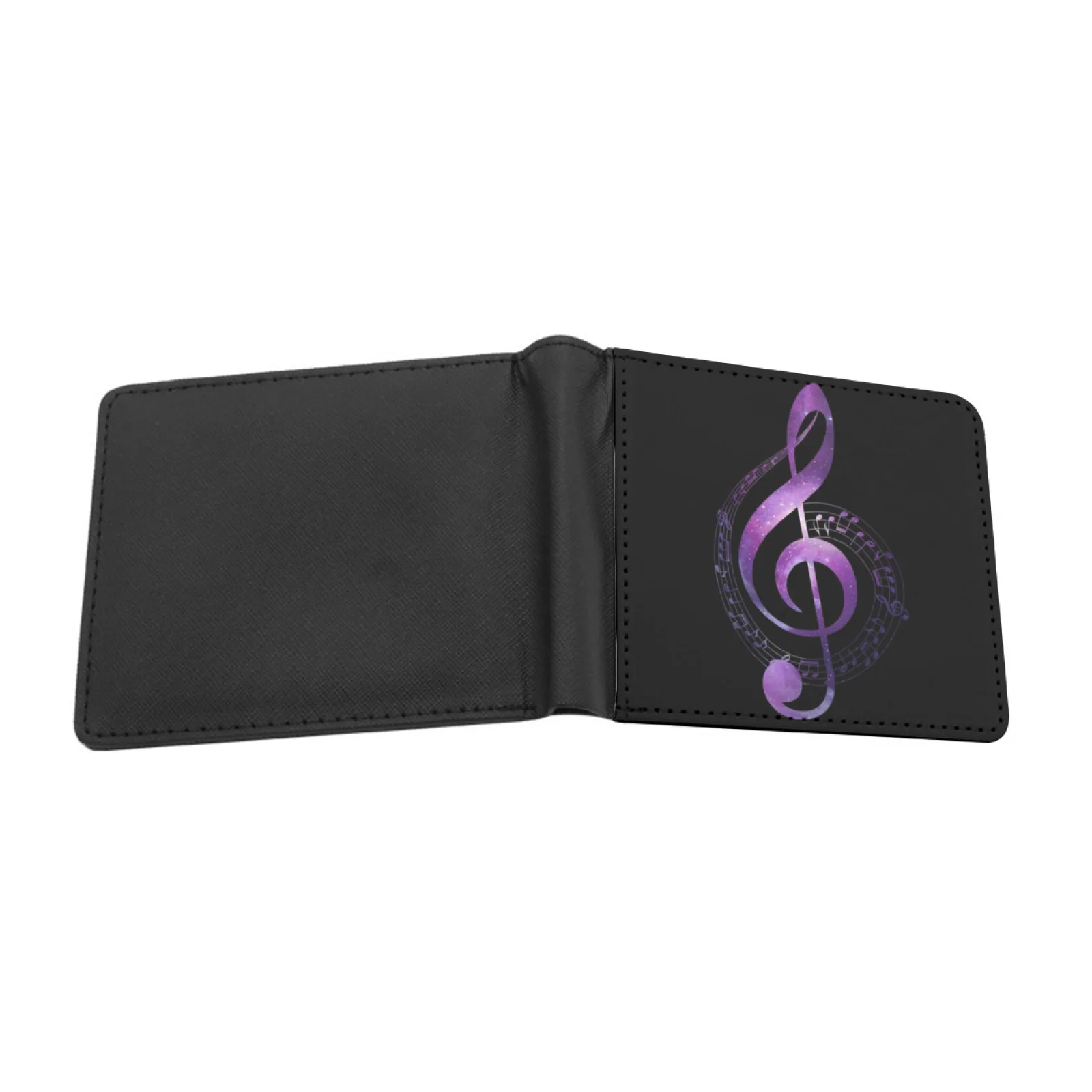 Galaxy Music Treble Clef Men's Wallet Pu Leather Wallet Multifunction Credit Card Purse Music Galaxy Clef Treble Clef Stars