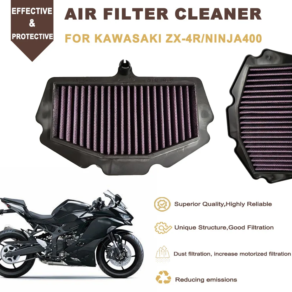 For KAWASAKI ZX-4R 2023 2024 ER400 Z400 EX400 For NINJA 400 2018-2022 Motorcycle Air Filter Intake Purification Washable Cleaner
