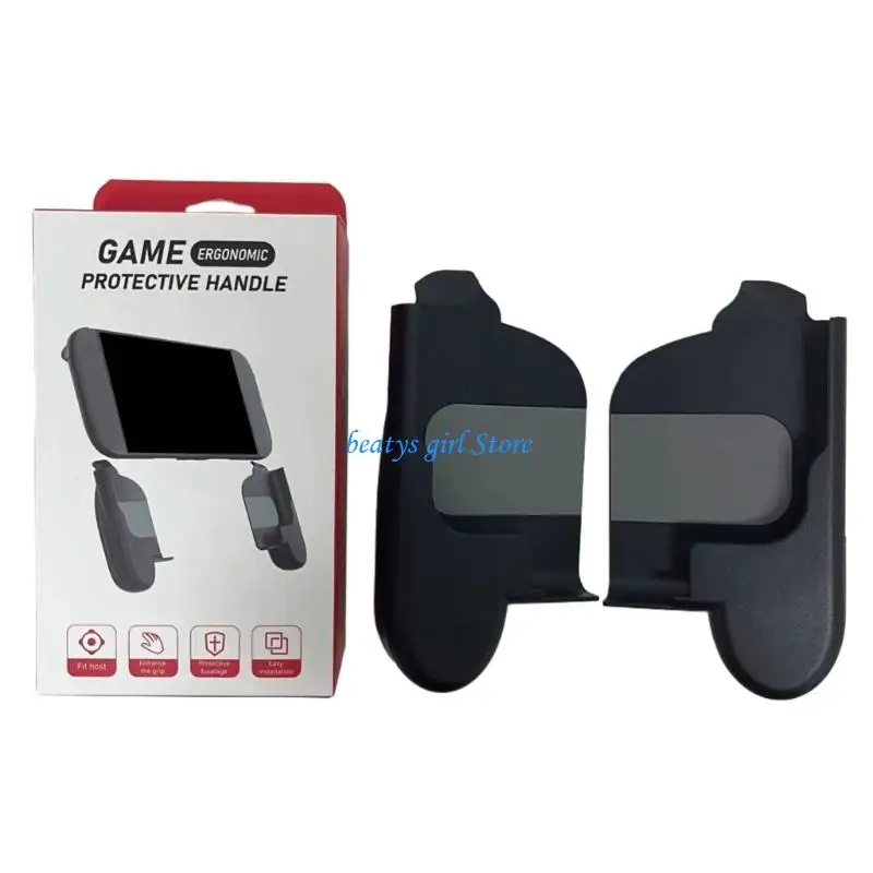 C7AB Portable Console Side Grip for NS2 Pair with Rounded Plastic Handles Easy Setups for Longer Handheld Play