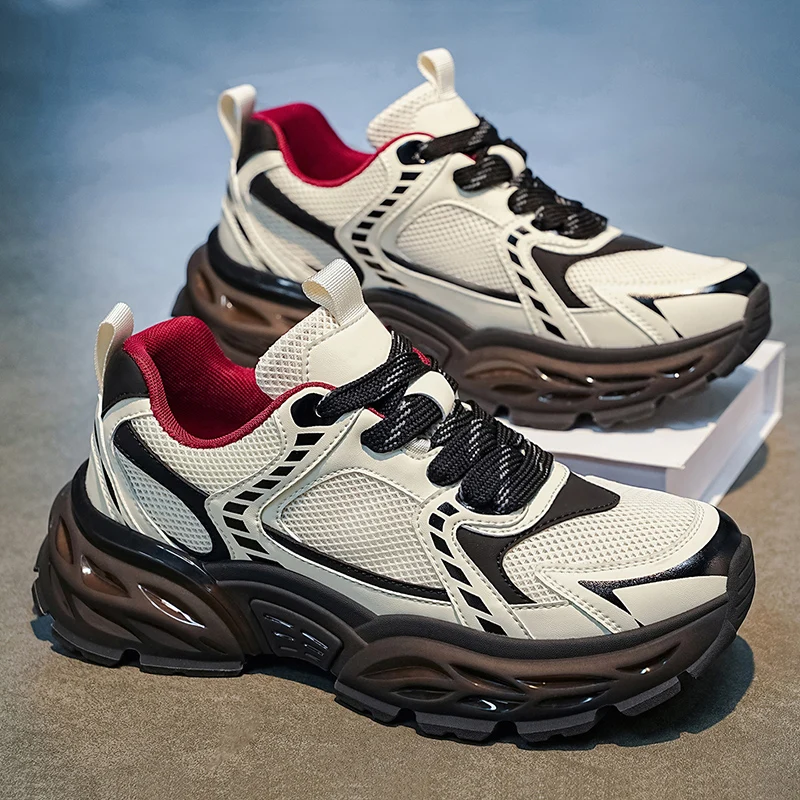 

Thick Sole Male Anti Skid Sports 2026 Autumn New Man Chunky Sneakers Walk Shoes for Men Fashion Outdoor Breathable Mesh Footwear