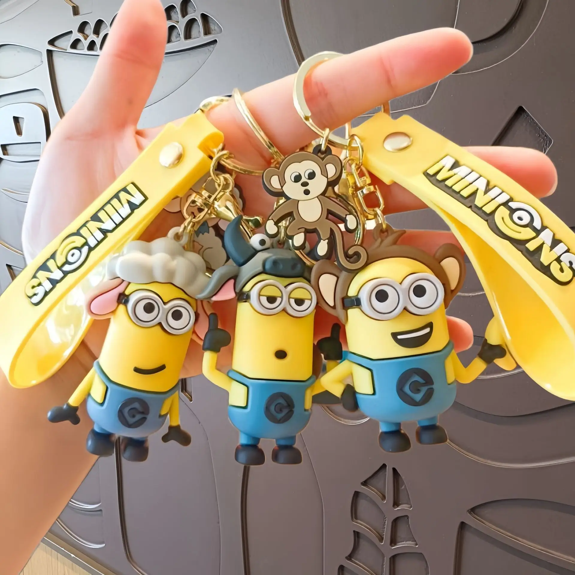 Anime Minions Keychain12 Chinese Zodiac Series Cute Cartoon Child Toy Key Ring School Bag Car Key Accessories Gift