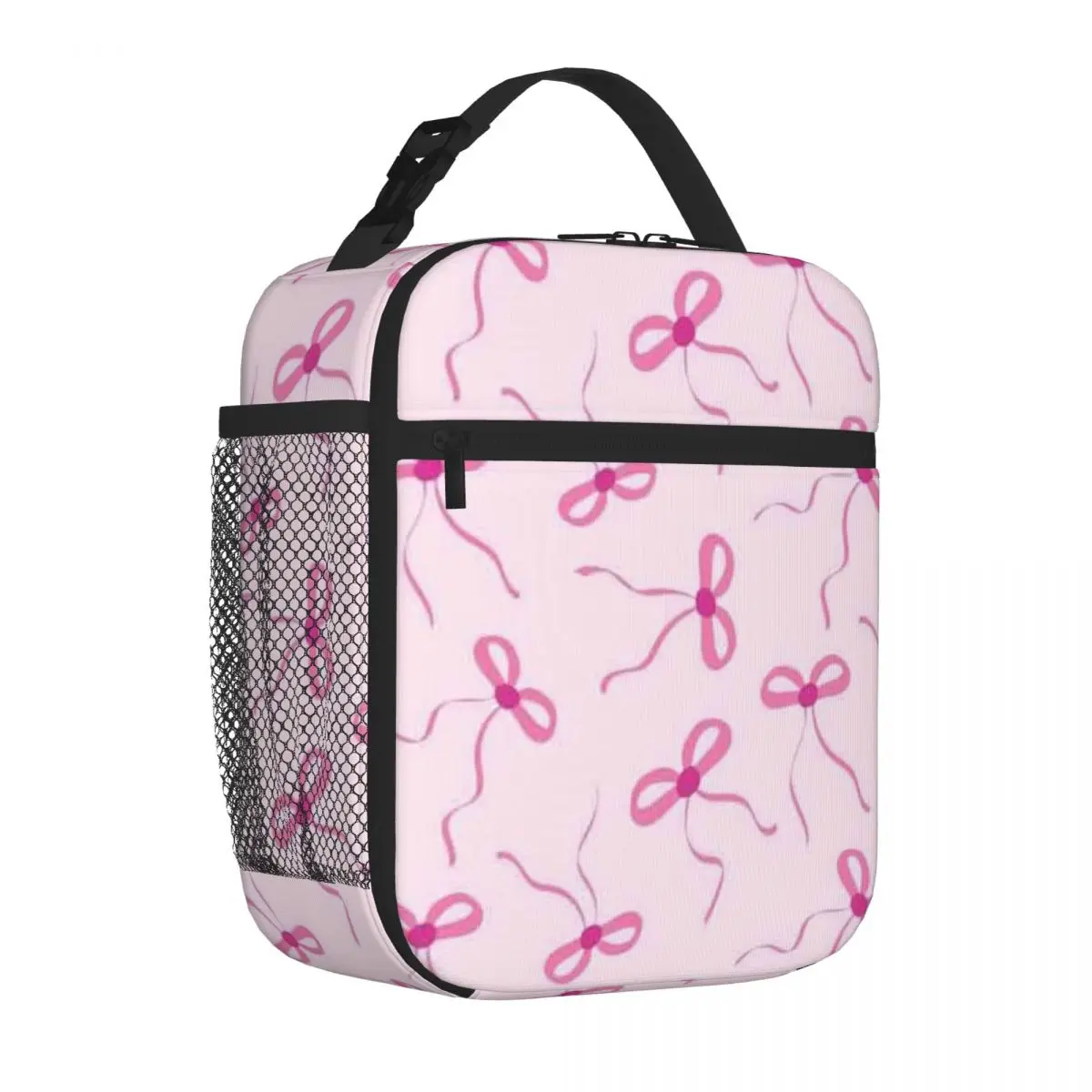Bestselling Preppy Coquette Pink Bows Oversized Bento Bag Campus Lunch Waterproof Lunch Bag
