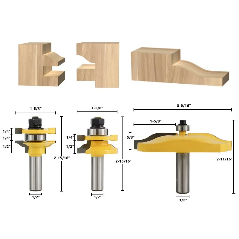 1/2 Shank Raised Panel Cabinet Door Router Bits for Woodworking Tools Tenon MIlling Cutter Router Bits