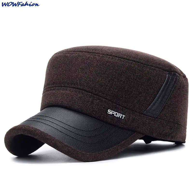 Winter Men's Ears Protected SPORT Patchwork Baseball Cap Women Thick Flat Snapback Sunhat Hip Hop Baseball Hat Casquette