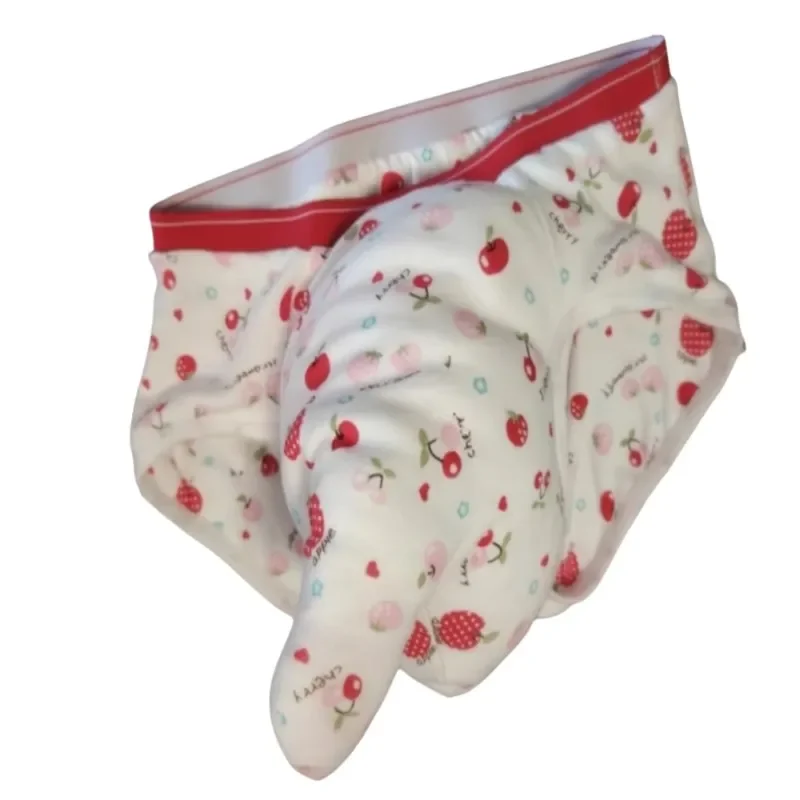 

Man's Sexy Floral Velvet lining Soft Touch Briefs With Sheath Thick Puffy Panties Fetish Private Party Costume BF Panty Handmade