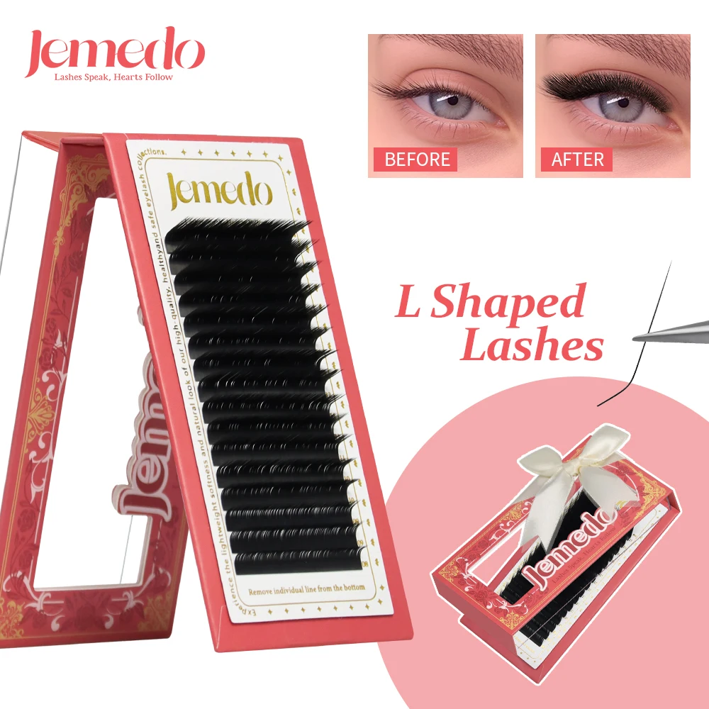 

JEMEDO L-Shape Eyelashes 16Rows False Mink Black Individual Classic Lashes L/LC/LD/M Curl Premade Lash Extensions For Makeup