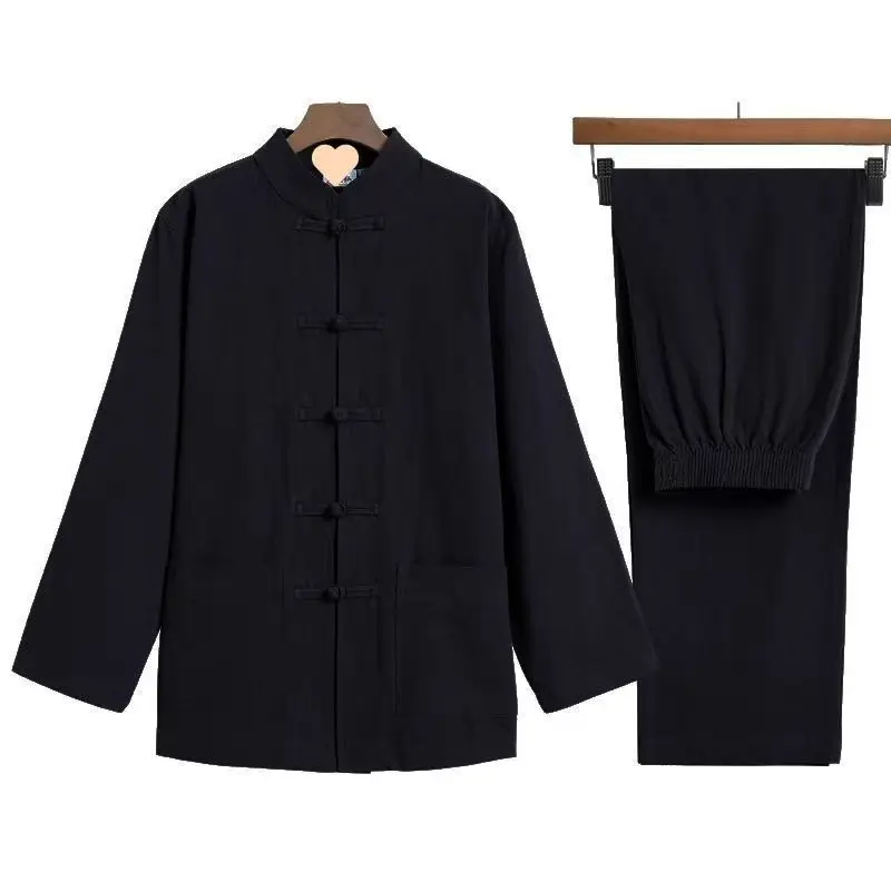 Spring Autumn New Arrival Men's Linen Tang Suit Jacket Long Sleeve Long Robe Retro Chinese Style Casual Outerwear Top for Men