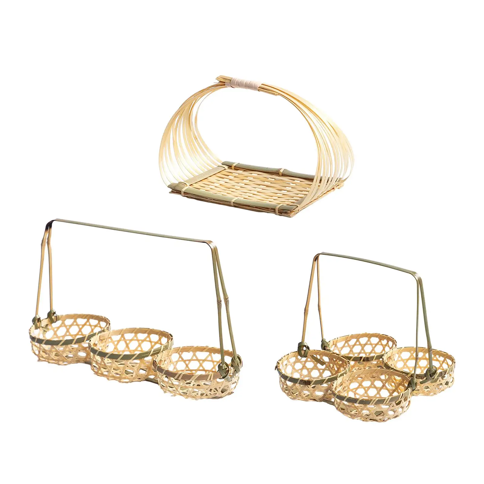 Bamboo Food Serving Basket Rustic Serving Trays Food Storage for Living Room