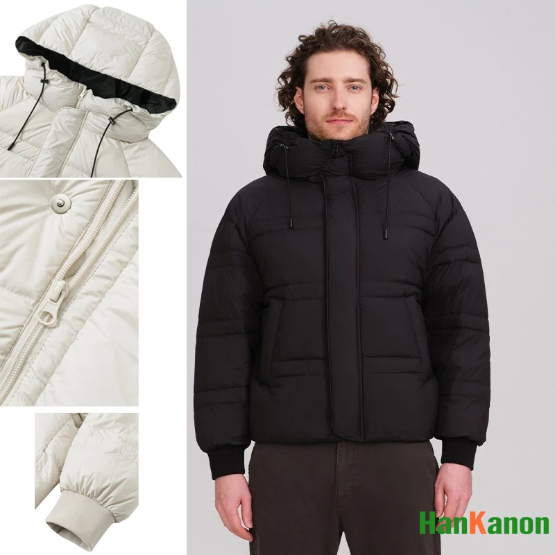 

2025 Men's Winter White Duck Down Hooded Jacket: Short, Thickened & Warm, Versatile Cold-Proof Outerwear