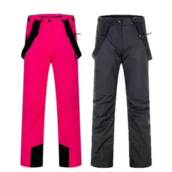 Pantalones de esquí gruesos y cálidos para hombres y mujeres, pantalones de tirantes transpirables impermeables a prueba de viento, pantalones de Snowboard, invierno, alta calidad, nuevo