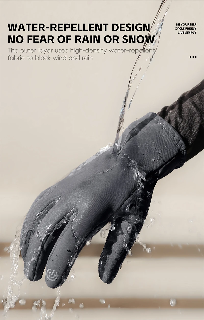 WEST BIKING Winter-Fahrradhandschuhe, Fleece-gefüttert, Touchscreen-fähig, rutschfest, winddicht, für Straßen- und Mountainbikes, für Männer und Frauen, warme Griffhandschuhe – Detail 8