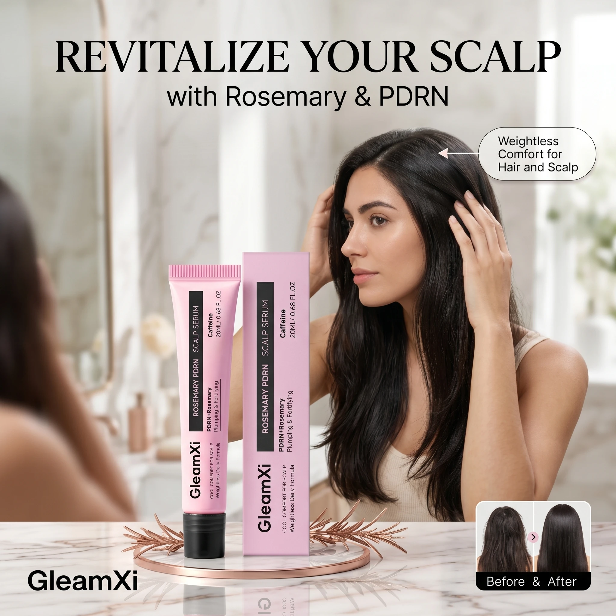 Rosemary PDRN Scalp Serum Nourishing Hair Roots Hair Thickening Improve Split Ends Anti Hair Loss Reduce Hair Breakage Hair Care
