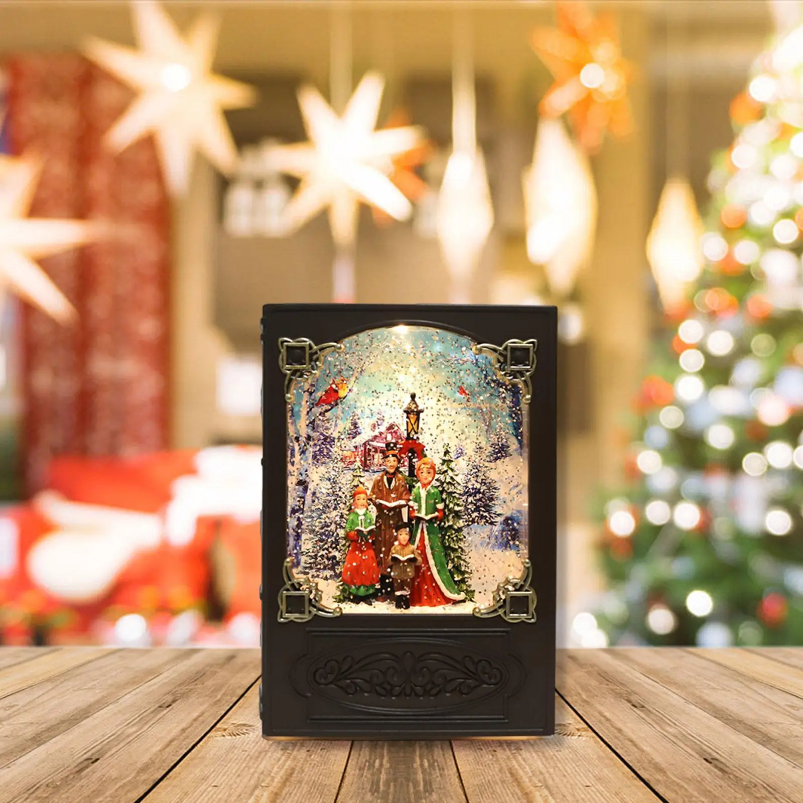 Christmas Decoration Musical Book Snow Globe Night Light for Cozy Room Decorations and Gift Giving
