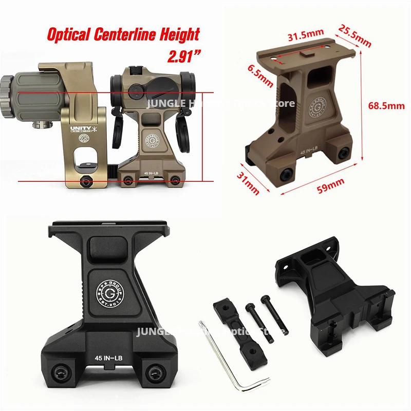 Riser Mount for Hunting, 2.91 GBRS T2rds bracket suitable for T2rds GBRS GROUP LERNA MOUNT KIT red dot mirror with HYD Style