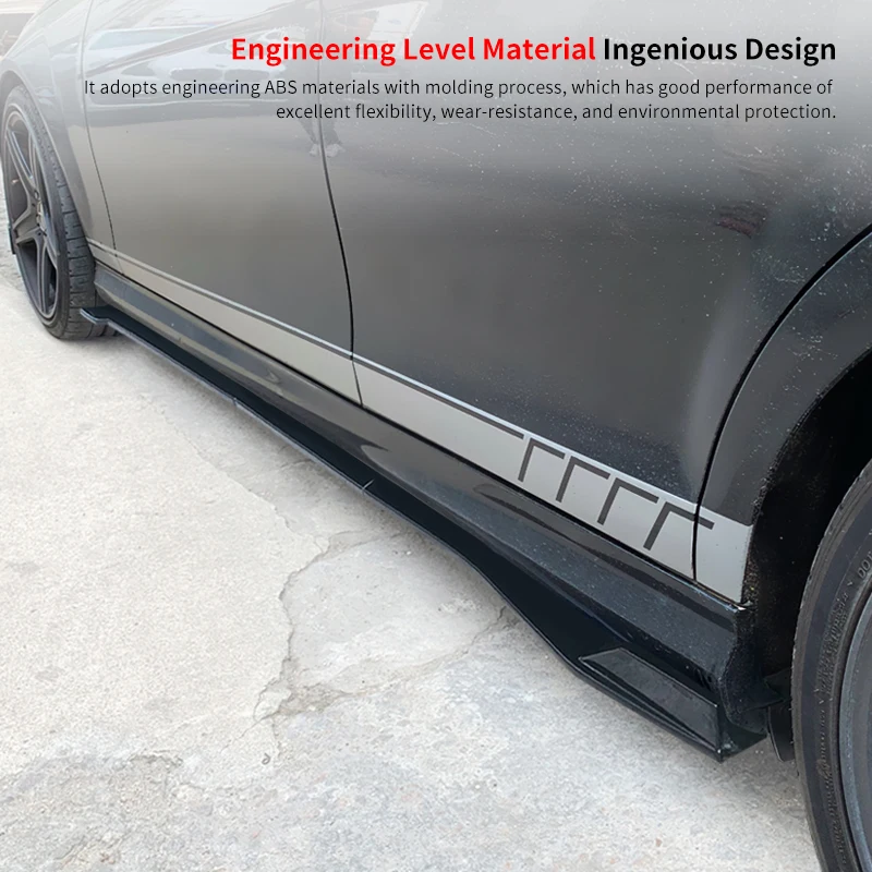 For Mercedes-Benz C-Class W204 C63 2007-2014 Car Side Skirt Extension Body Apron Lip Splitters Winglet Lateral Shovel Carbon ABS