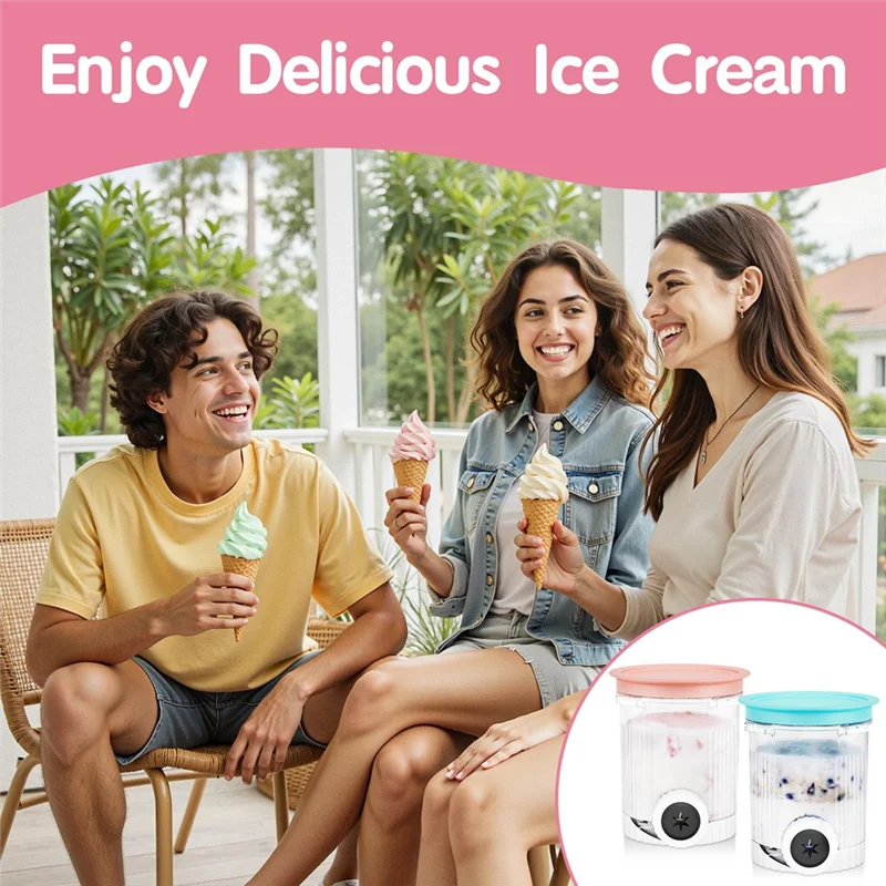 

A98E-2 Pack Cream Pints And Lids For Ninja NC700 NC701 Series, For Ninja Swirl Ice Cream & Soft Serve Makers