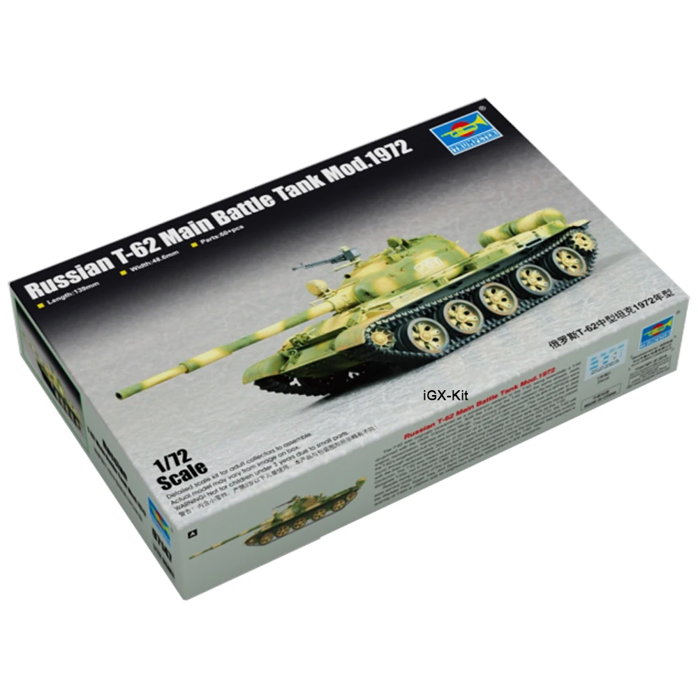 Trumpcirculation 07147 Échelle 1/72 Russe T62 T-62 Moyen Précieux Mod1972 Assemblage En Plastique Militaire Jouet Artisanat Modèle Kit De Construction