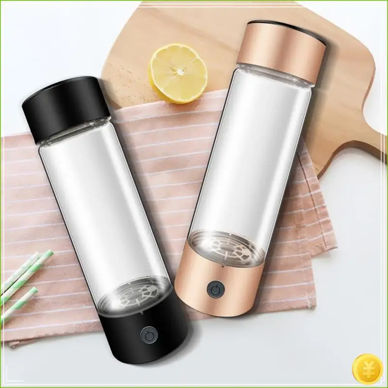 Hydrogen Water Bottle 420Ml 1400 Ppb PEM SPE Technology Hydrogen Water Ionizer Machine Essentials(Gold)