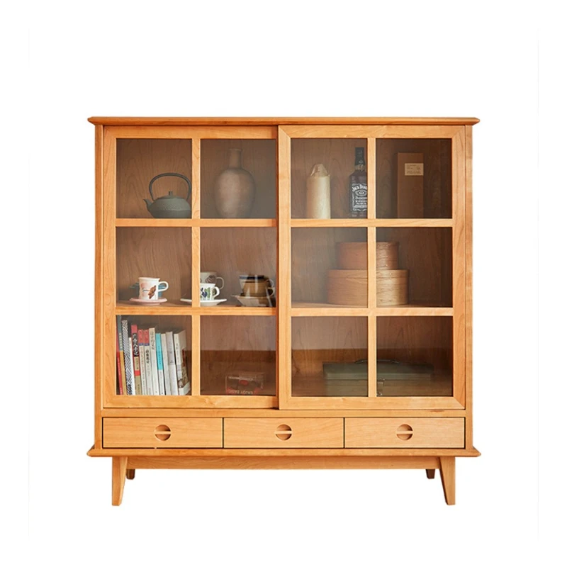 

Edge cabinet, medieval living room glass display cabinet storage floor bookcase shelf