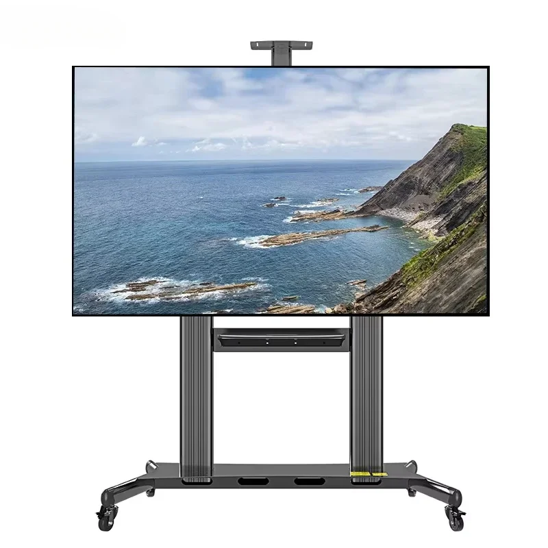 Mobile TV Stand Rolling TV Cart Floor Stand with Mount on Lockable Wheels Height Adjustable Shelf for 100 Inch TV Stand