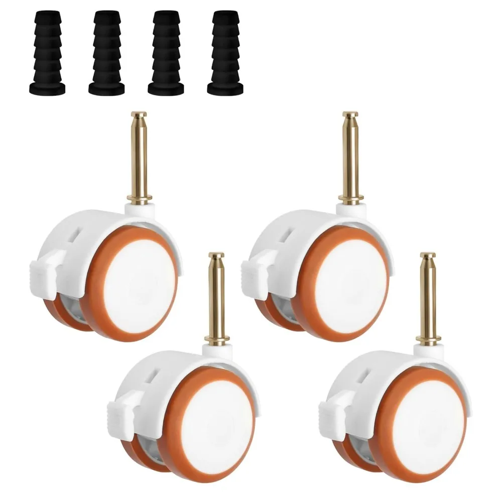 4PCS Threaded Stem Castor Wheels Set 50mm Rubbered Trolley Wheels for Furniture Shelving Casters   for Tiny Shopping Cart