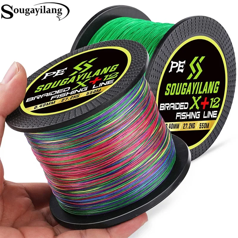 Żyłka wędkarska Sougayilang 550M 350M 150M wielokolorowy drut pleciony PE X4/X8/X12 Strand Super mocna wielowłóknowa japońska żyłka PE