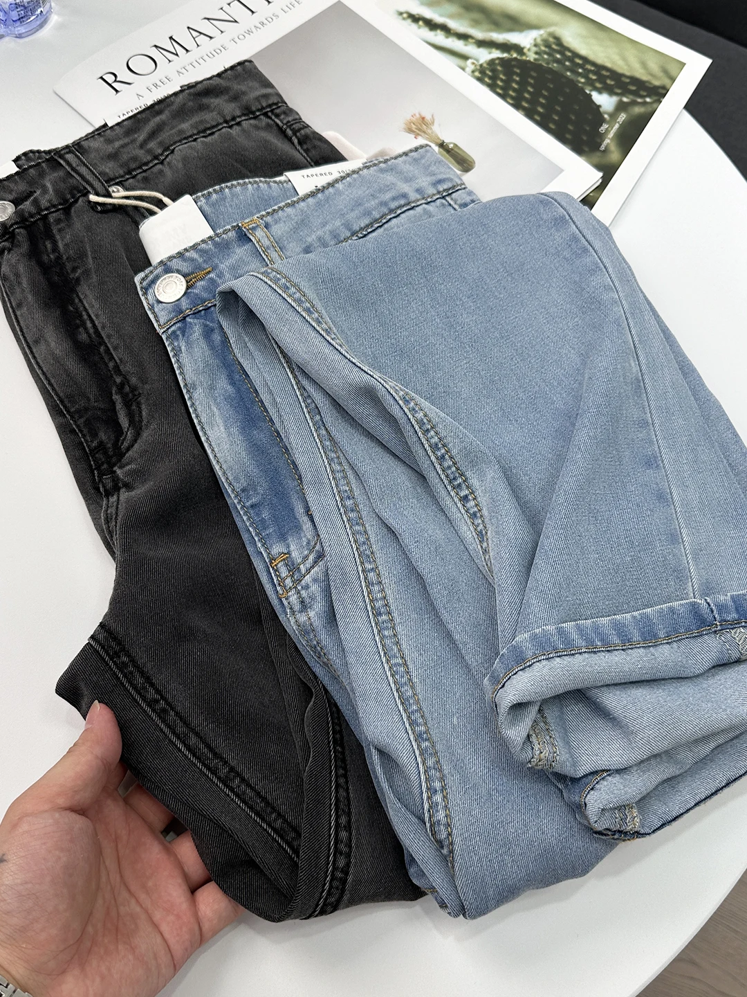 

Retro American Waed Lyocell Men's Jeans Casual Loose Straight Leg Wide Leg Pants Summer Leisure Long Trousers