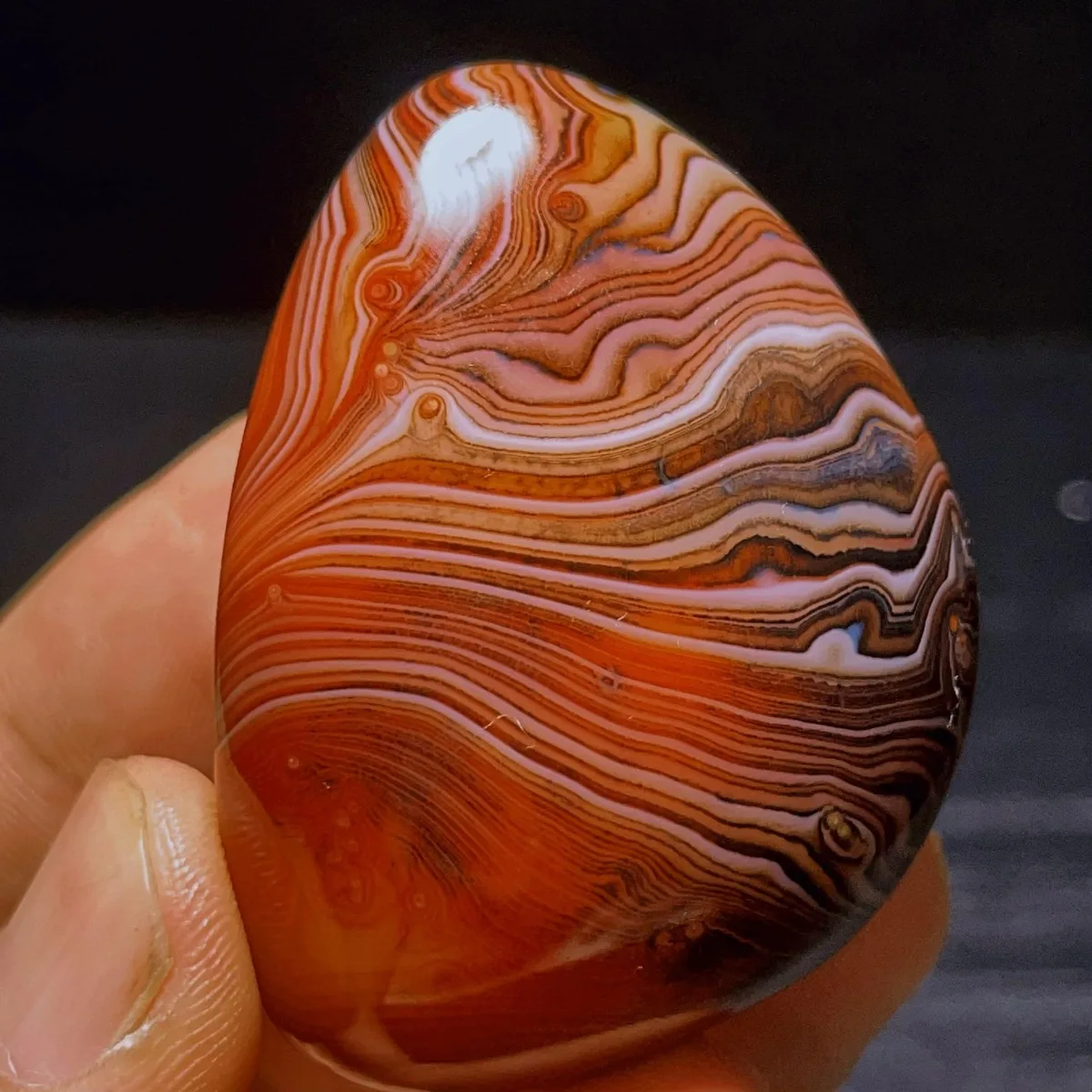 Banded Pattern Banded Agate Palm Stone, Polished Tumbled, Multi Color, Desk Decor, Natural Stone, Crystal Collection