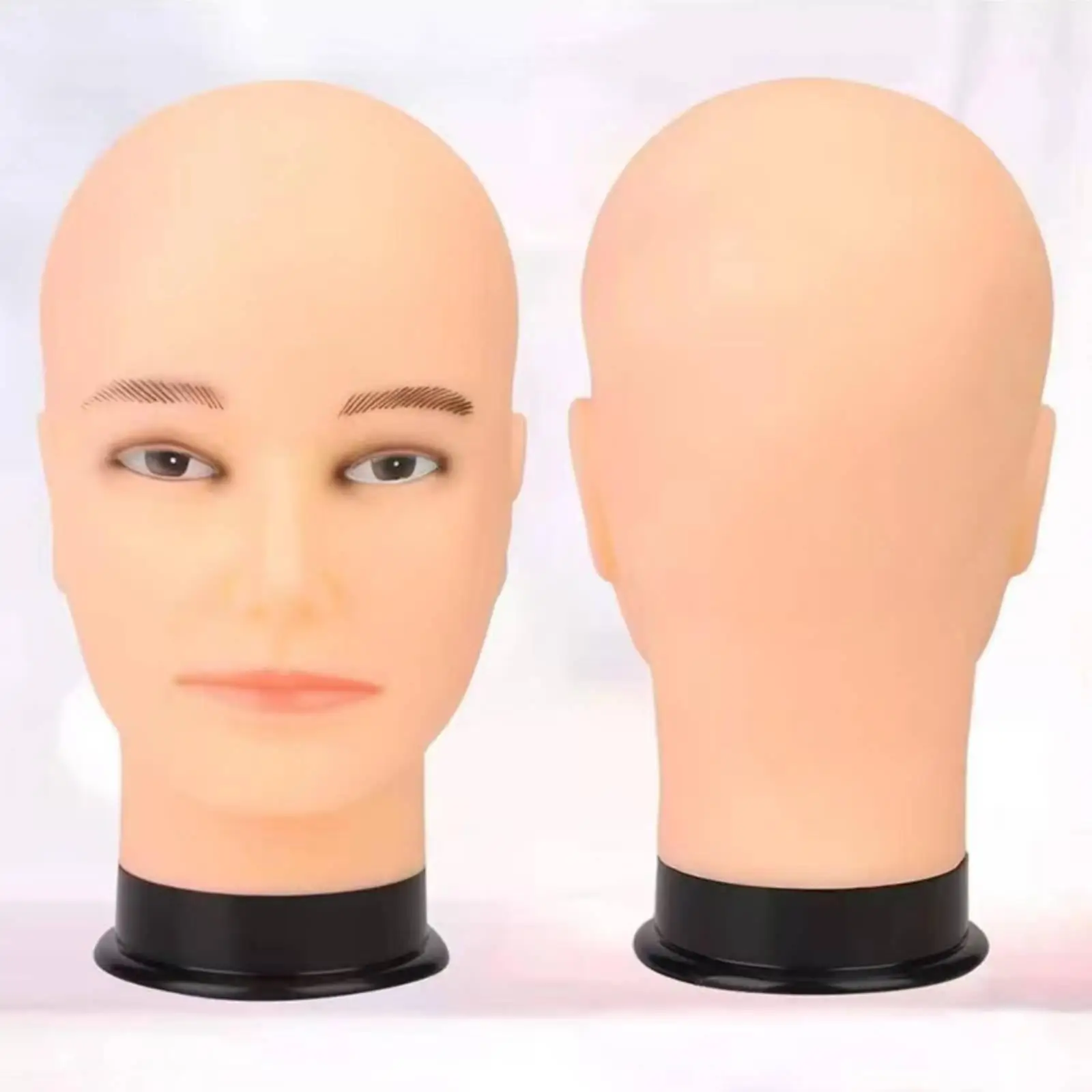 Plastic Bald Mannequin Head Display with Realistic Facial Features for Wig Hat and Helmet Showcase in Salon Retail Store