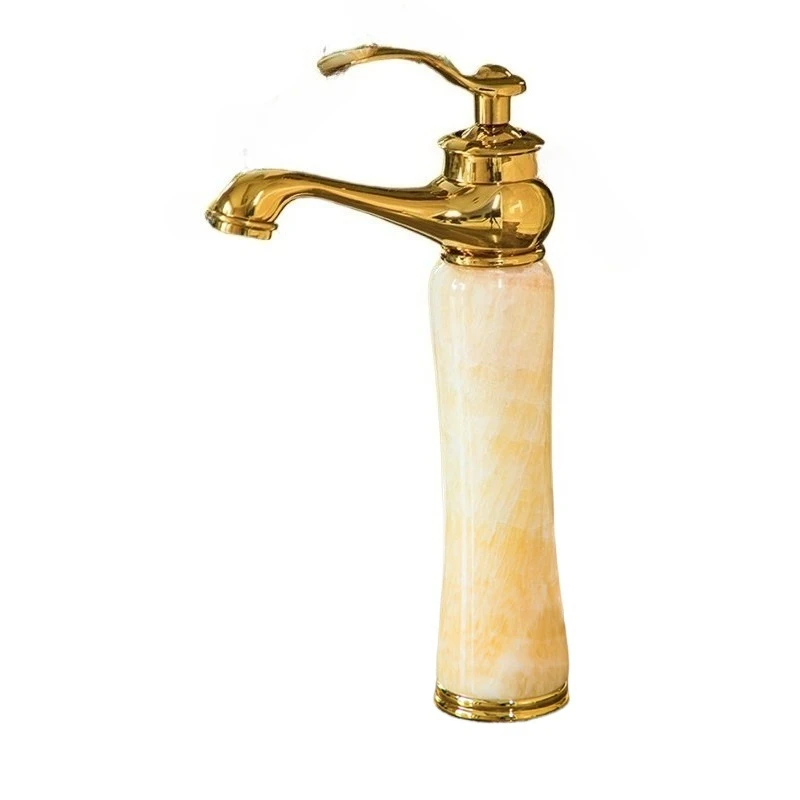 

Golden faucet bathroom countertop basin hot and cold all-copper high European style sewer set