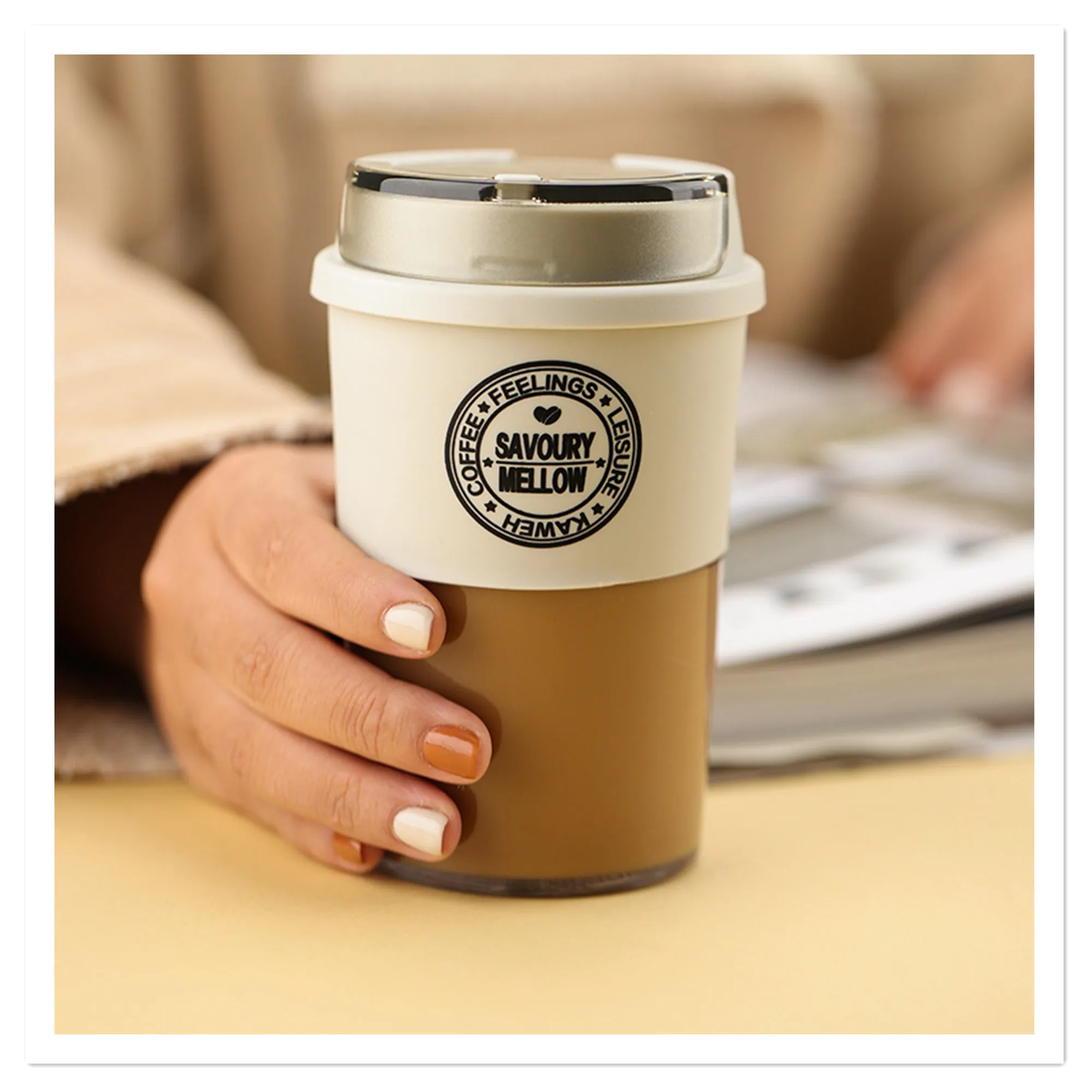 High beauty tritan coffee cup 300 400ML men's and women's portable mug office plastic Coffee cup