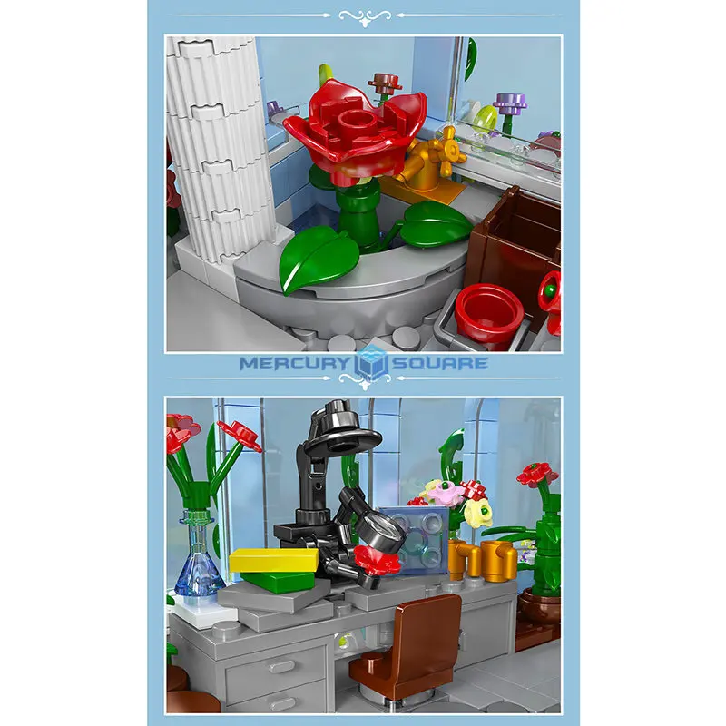 Botanical Garden MOC 16048 Plant Conservatory Model Building Bricks Sun Glass House Room Blocks Toy Set Creative Gift Girls Boys