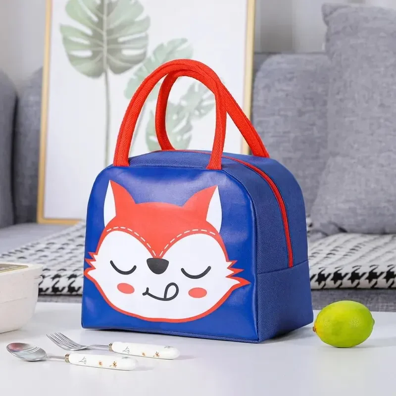 

1pc Smiling Fox Cartoon Lunch Bag Portable Insulated Thermal Picnic Supplies Bags Cute Animal Element Supplies